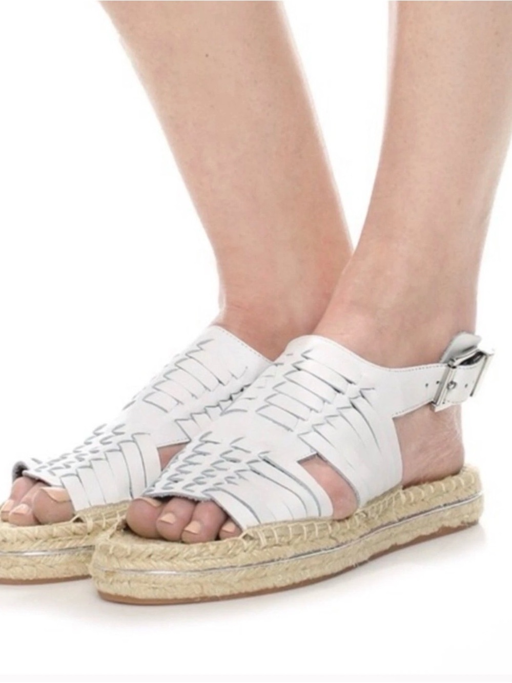 Rebecca Minkoff White Leather Gabriel Espadrille Sandal